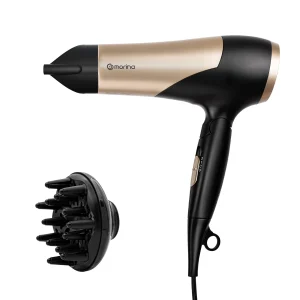 Secador de cabelo 110V/220V 1800W preto/dourado