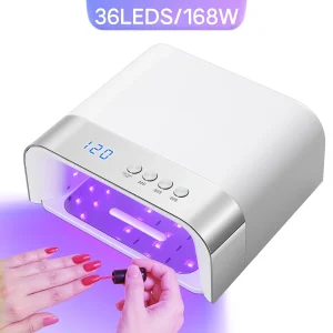 Lâmpada UV LED de 168W para unhas com 36 LEDs, para secagem de esmalte em gel