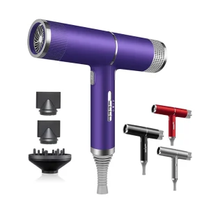 Secador de cabelo profissional iônico silencioso com bocal